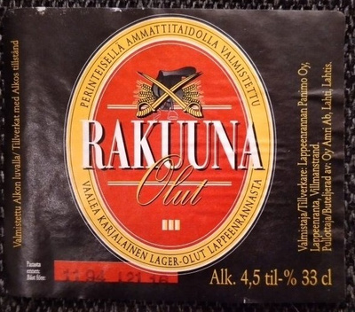 VANHA OLUT ETIKETTI - RAKUUNA (K10-142)