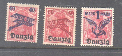 Saksa Danzig 1920 lentomerkit liimakkeellisina.