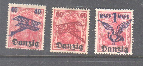 Saksa Danzig 1920 lentomerkit liimakkeellisina.