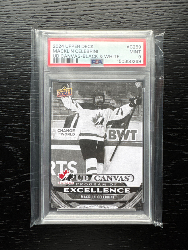 2024-25UD Canvas B&W #C259 Macklin Celebrini (PSA 9)