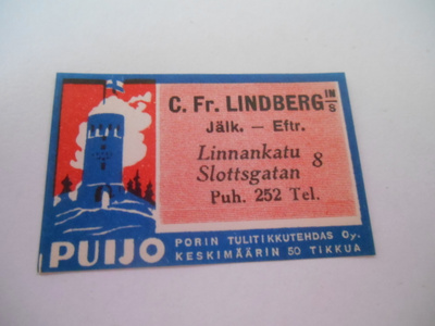 TT Etiketti Puijo C.Fr.Lindberg Linnankatu 8