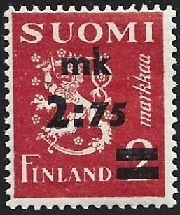 1940 M-30 Leijona  2:75/2 mk punainen  ** Lape 232 LP Lm2