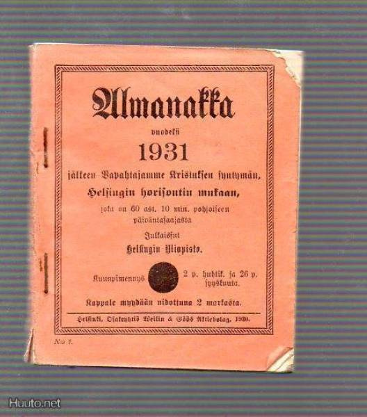 huuda syntymävuotesi almanakka 1931