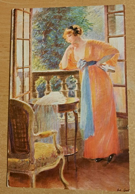 Edouard Gelhay maalaus Erkkerissä, kulkenut 1920?