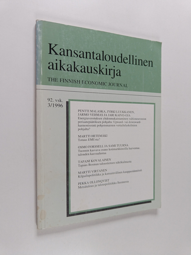 Kansantaloudellinen aikakausikirja 3/1996