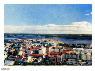 Vanha ilmakuva väripostikortti Jyväskylä vuodelta 1963