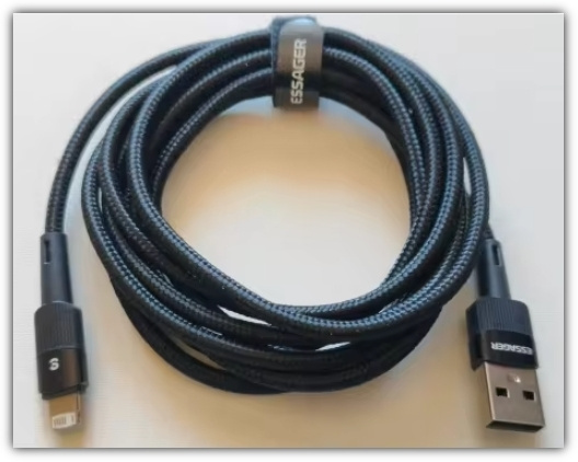 Essager 2.4A/5V punottu USB A - Lightning -johto /2m /#29563