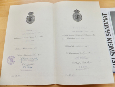 VANHA Luovari Suomen Lentomerkki 1942 Kenraali Lundqvist Sig