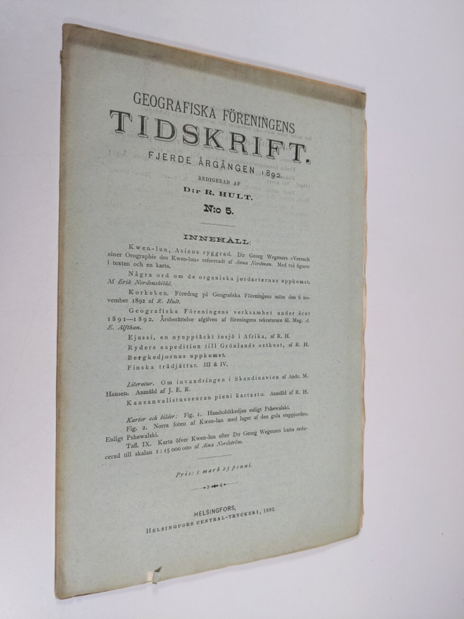 Geografiska föreningens tidskrift 1892 : fjerde årgången ...