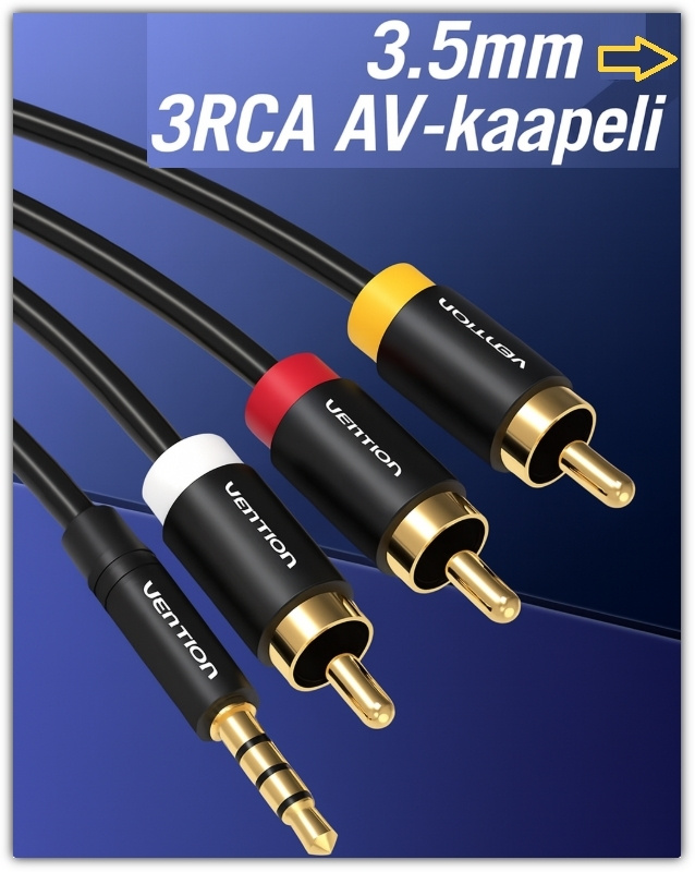 Vention 3.5mm–3RCA AV-kaapeli – ääni ja video / 1,5m #31079