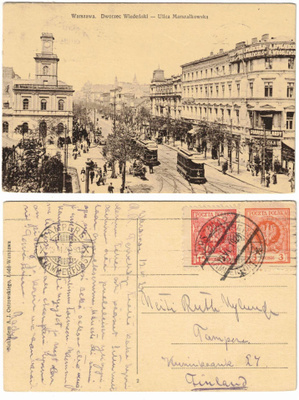 Vanha kortti, Puola, Varsova, vuodelta 1924