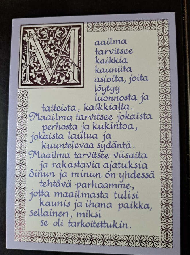 mietelmäkortti: Maailma tarvitsee..... uusi kortti