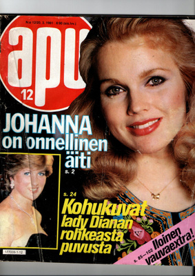 Apu n:o 12 1981 Miss Suomi. Diana. Apu-Sarjis. Noppapeli.