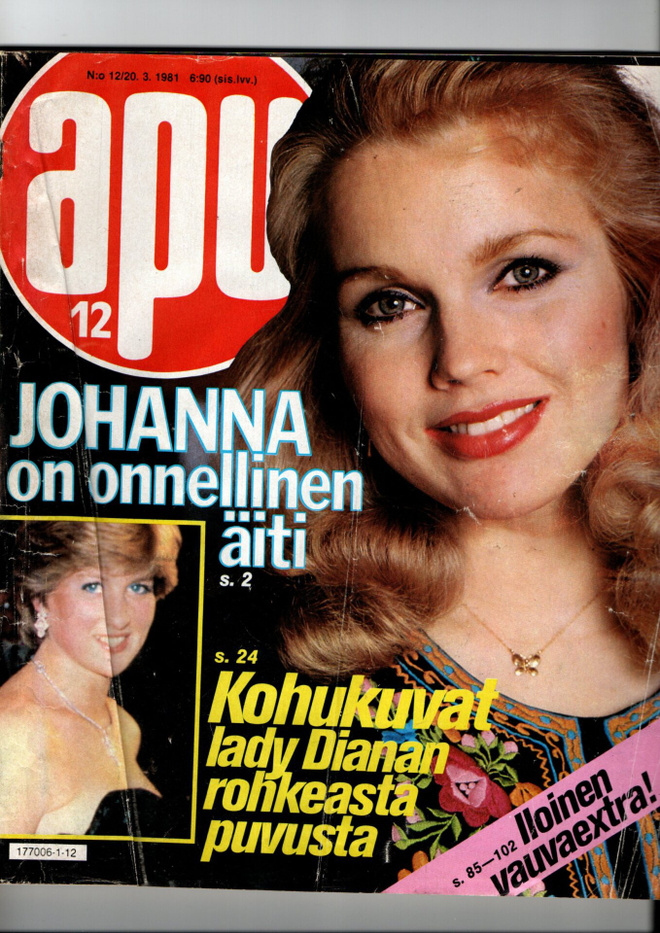 Apu n:o 12 1981 Miss Suomi. Diana. Apu-Sarjis. Noppapeli.