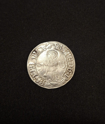 Metz Ranska 1406-1540 Hopeaa Groschen Saint Kneeling Shields