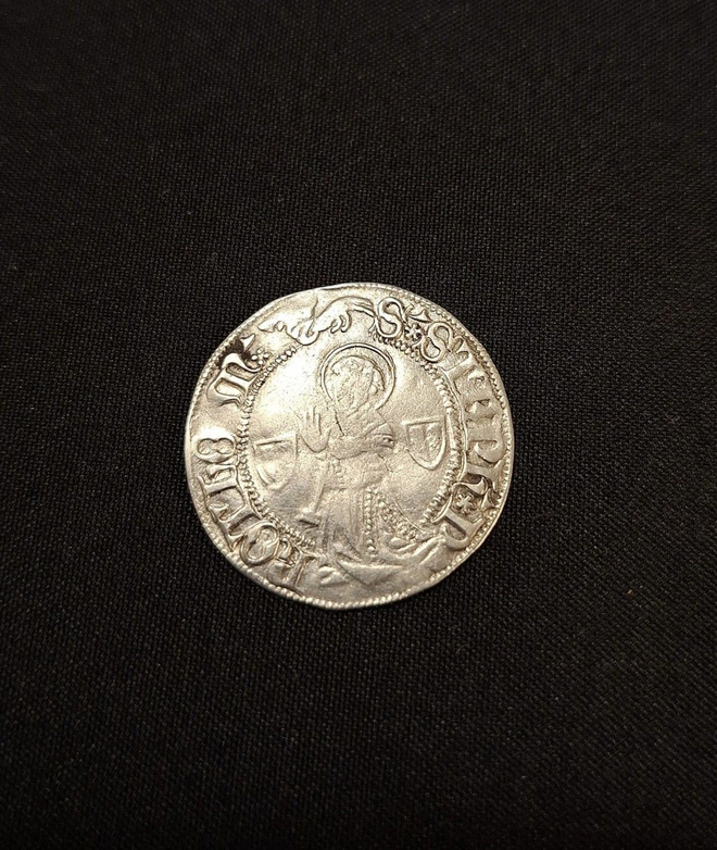 Metz Ranska 1406-1540 Hopeaa Groschen Saint Kneeling Shields