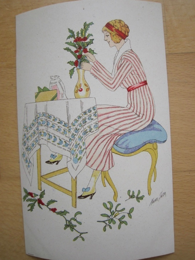VANHA Postikortti Xavier Sager Art Deco n. 1920 HUIPPUKUNTO