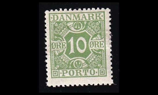 Tanska PORTO_13 * 10 öre tasainen tausta (1921)
