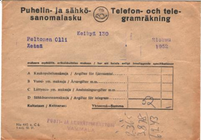 POSTILÄHETYS ÄETSÄ  -KEIKYÄ PUHELIN-SÄHKÖSANOMALASKU