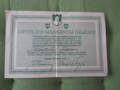 Aseveljien Maanantaitalkoot  v.1943