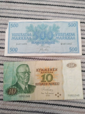 500 mk 1956 ja 10 mk 1980 I sarja