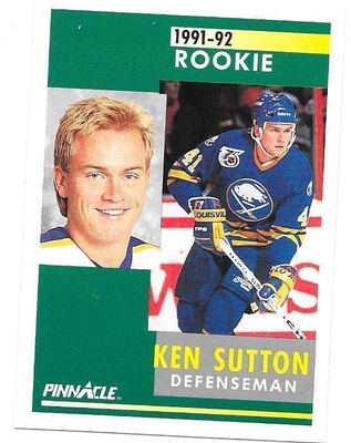 1991-92 Pinnacle #325 Ken Sutton Buffalo Sabres RC