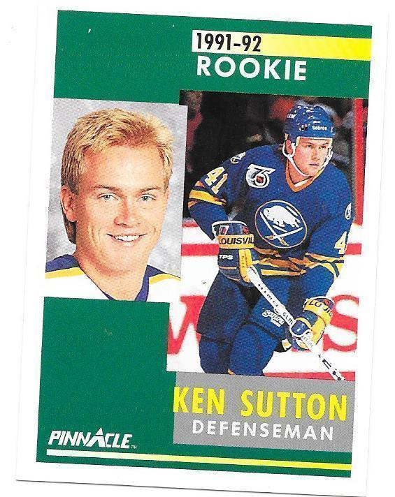 1991-92 Pinnacle #325 Ken Sutton Buffalo Sabres RC