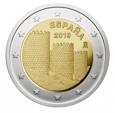 ** ESPANJA 2€ 2019 Avilan muuri pillerissä **