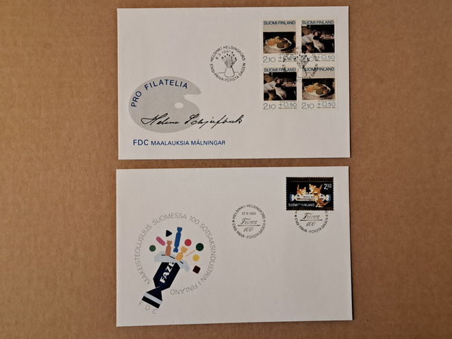 Ensipäiväkuoret (FDC) Schjerfbeck ja Fazer