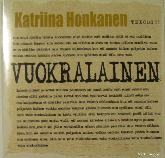 Katriina Honkanen • Vuokralainen CD-Single UUSI