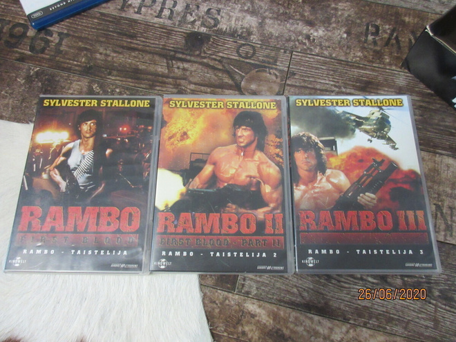 Rambo Taistelija dvd 1,2, ja 3. 1982, 85,88"