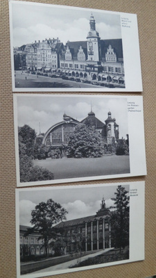 Leipzig: kolme vintage postikorttia