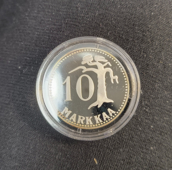 10 markkaa v. 1955, 0.925 hopeaa