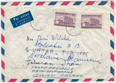 1956 40 (mk) eduskunta 2 kpl lentokirje Iraniin