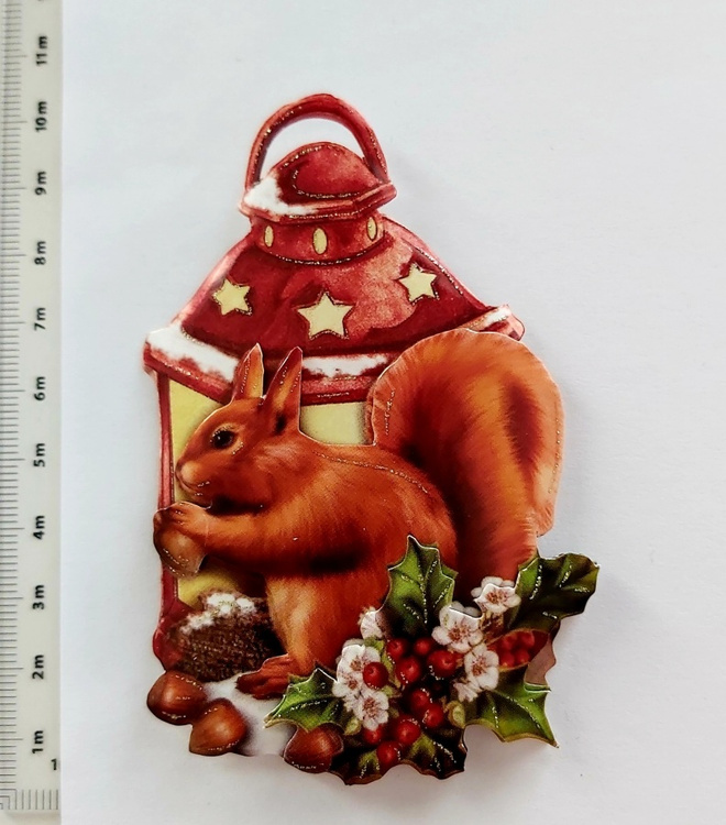 3D-KORTTIKUVA "Orava, lyhde ja mistelinoksat"