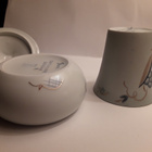 Arabia Käsinmaalattu vintage Flora setti .Kannen nuppi rikki - pikkukuva 5