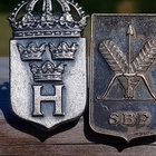 Hopeaväriset merkit - 2 kpl. Halkaisija - 34 ja 32 mm. Ehjä - pikkukuva 5