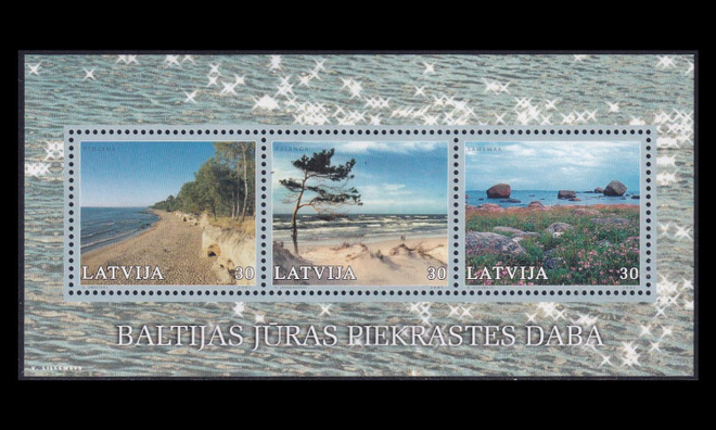 Latvia 552-4BL15 ** Itämeren rannikkoluonto (2001)