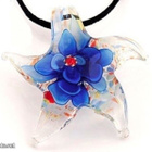 1060 .. Blue Flower Meritähti Lampwork .. Kaulakoru - pikkukuva 1