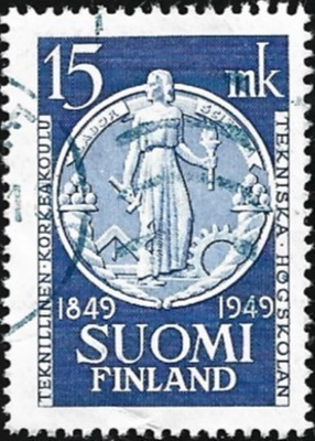 1949 Teknillinen korkeakoulu 100 vuotta leimattu LaPe 375