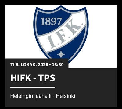 2 istumapaikkaa HIFK-TPS 6.10.