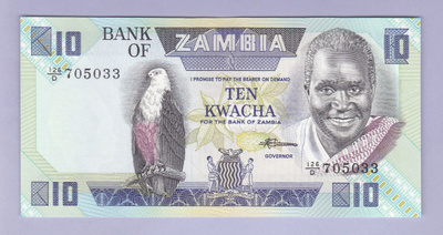 Zambia 10 Kwacha v.1986-88 UNC P-26