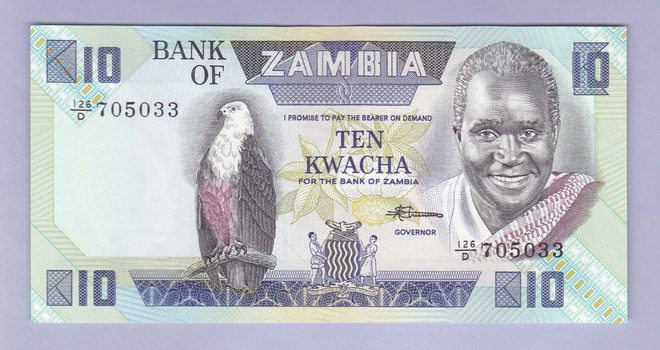 Zambia 10 Kwacha v.1986-88 UNC P-26
