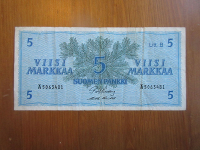 5 markkaa 1963 Litt. B (sarjan:o Ä5063481)
