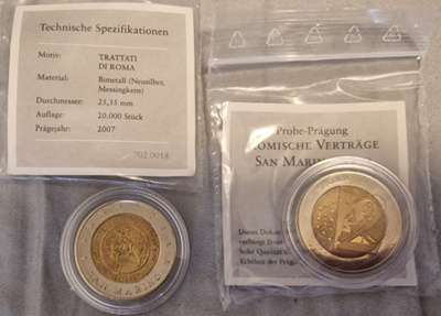 San Marino koe-euro Rooman Sopimus 2007 mitali