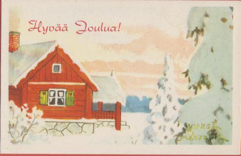 Jenny Nyström Punainen tupa talvimaisemassa