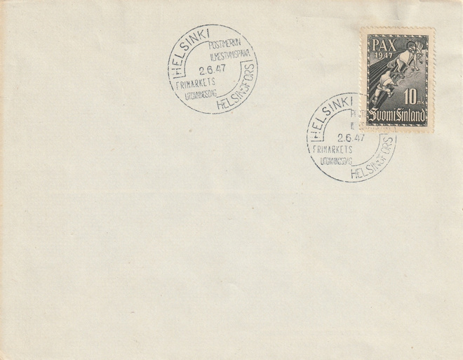 1947 Pariisin rauhansopimus 10mk FDC-kirje