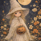 Halloween pieni valkopukuinen noita - pikkukuva 1