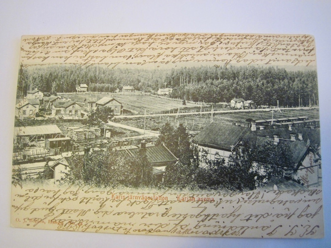 VANHA Postikortti Karjaa Rautatie Asema 1904
