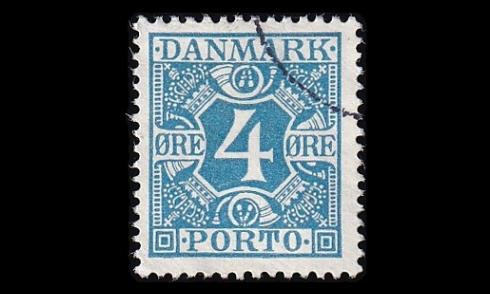 Tanska PORTO_10 o 4 öre tasainen tausta (1921)
